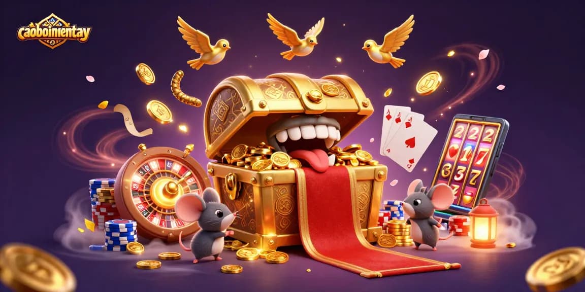 Experience thrilling gameplay in caoboimientay as adventurer mice chase golden treasures amidst sparkling casino elements.
