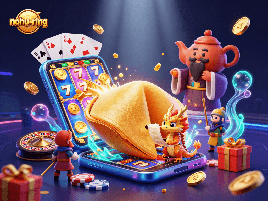 Engage with the nohu-ring while enjoying vibrant 3D animated casino elements like slots and jackpot counters.