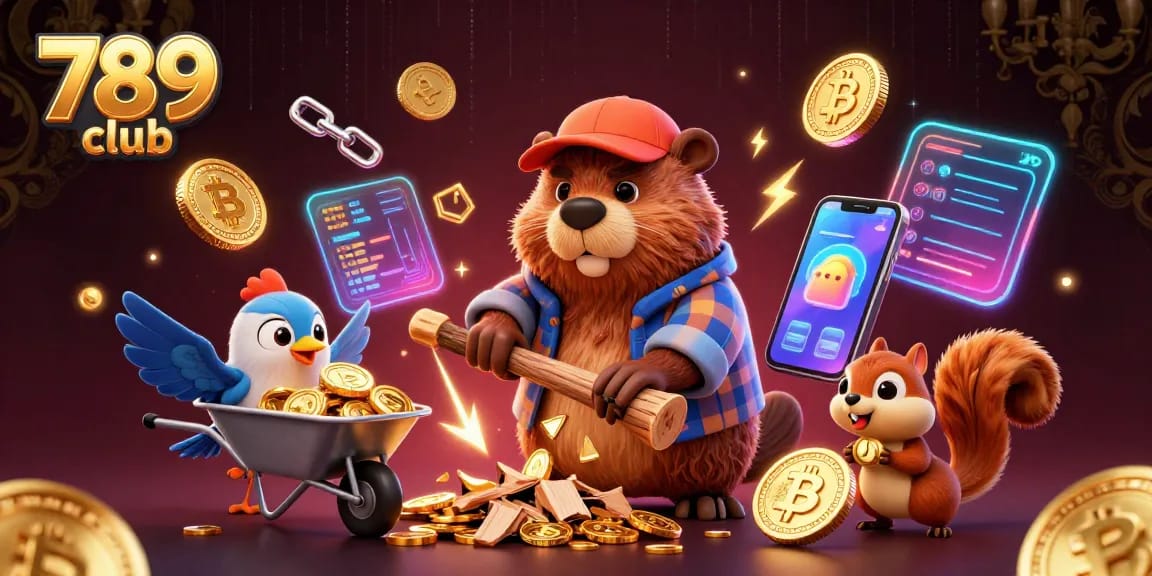 Win big at 789 club with a whimsical 3D casino illustration showcasing currency elements and excitement.