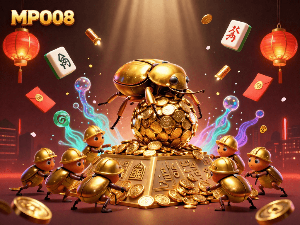 MPO08 showcases players celebrating wins in an exciting, vibrant gaming atmosphere with golden animated elements.