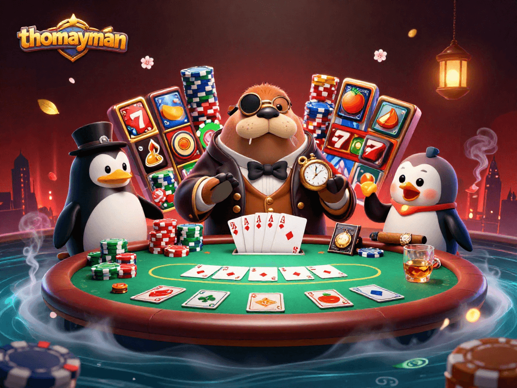 Experience the thrilling game of thomayman featuring poker dynamics with colorful characters