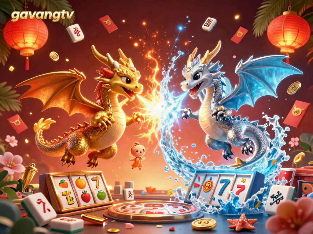 Experience thrilling gameplay with gavangtv's animated casino dragons in a vibrant casino setting.