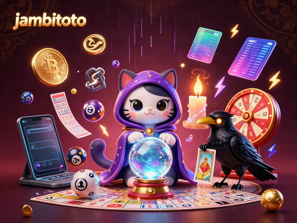 Engage in magical lottery action with jambitoto featuring a mystical cat and ravens.