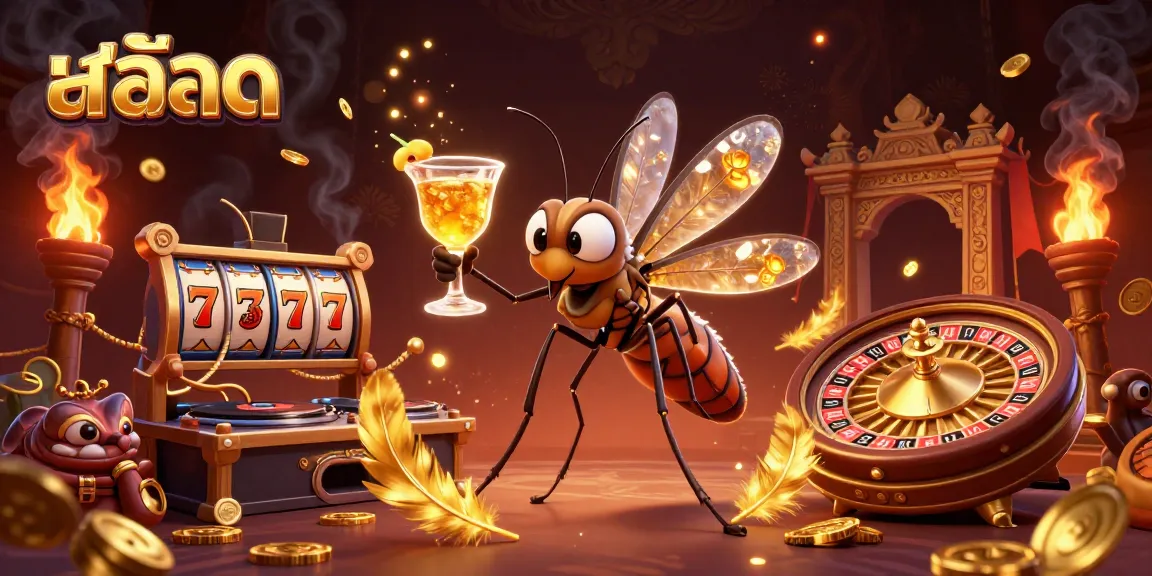 Engage in สล็อต gaming with dynamic characters, including a mosquito mascot and a trilobite DJ.