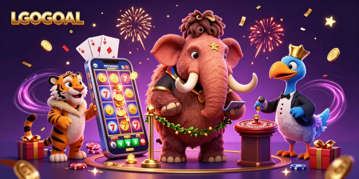 Experience thrilling gaming at LGOGOAL with vivid slot action, golden coins, and a vibrant casino scene.