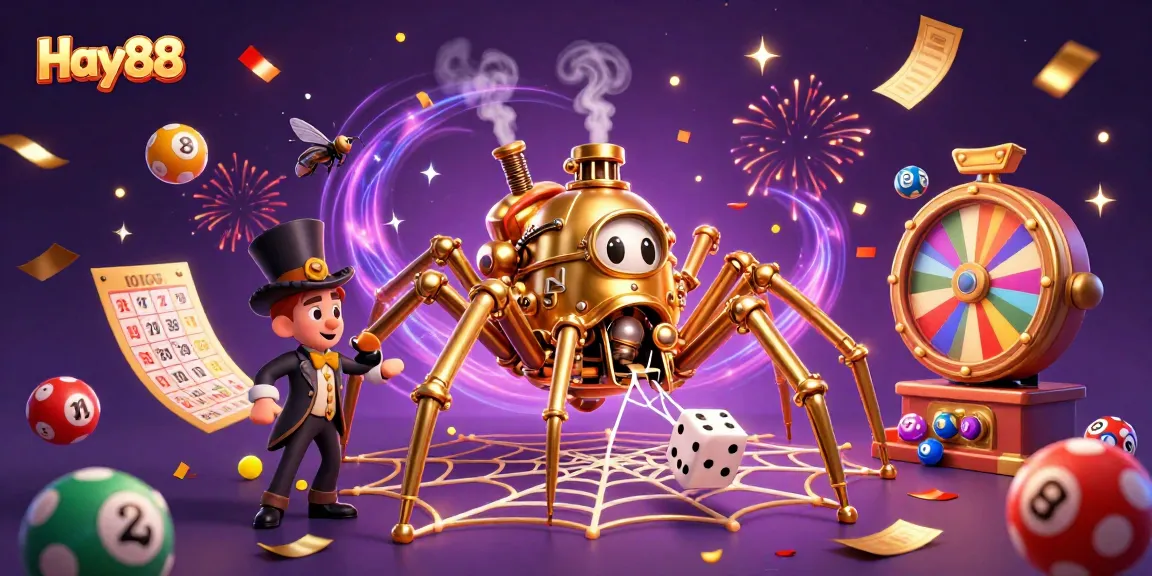 Catch winning numbers with Hay88's vibrant lottery scene featuring 3D characters and lively elements.
