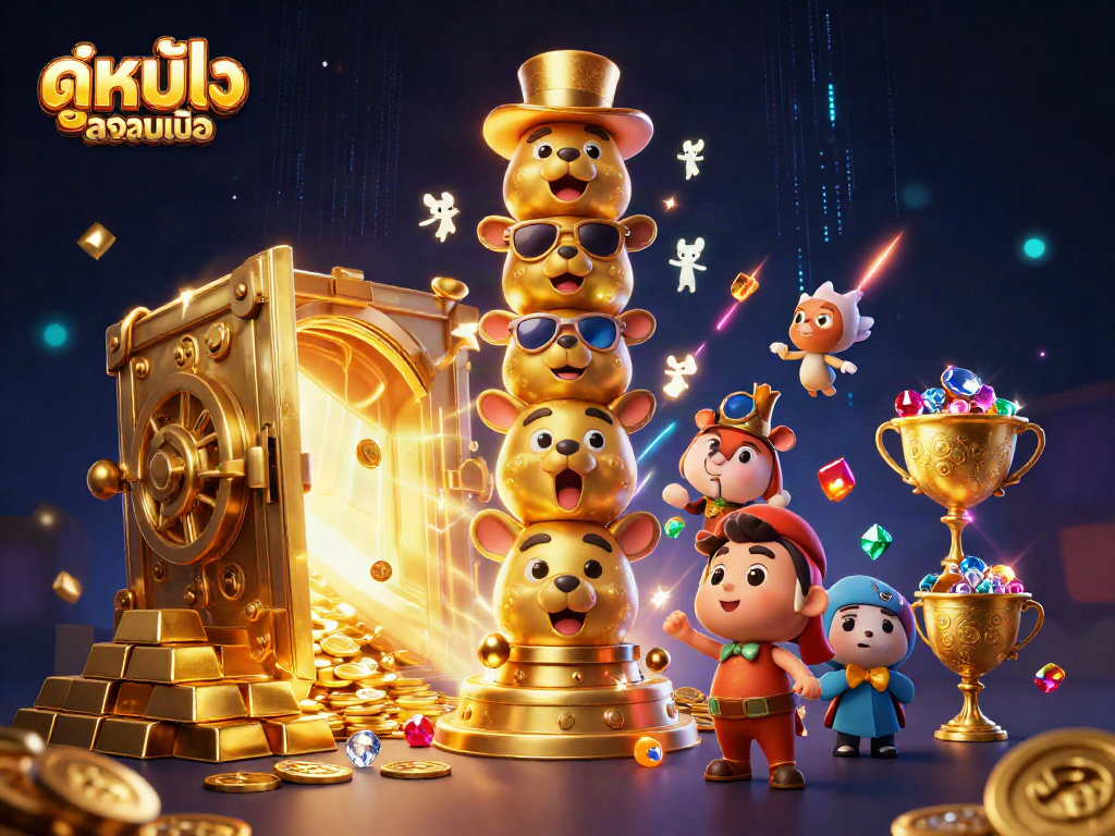 Experience ดูหนังออนไลน์ with vibrant casino elements and an animated golden totem pole.