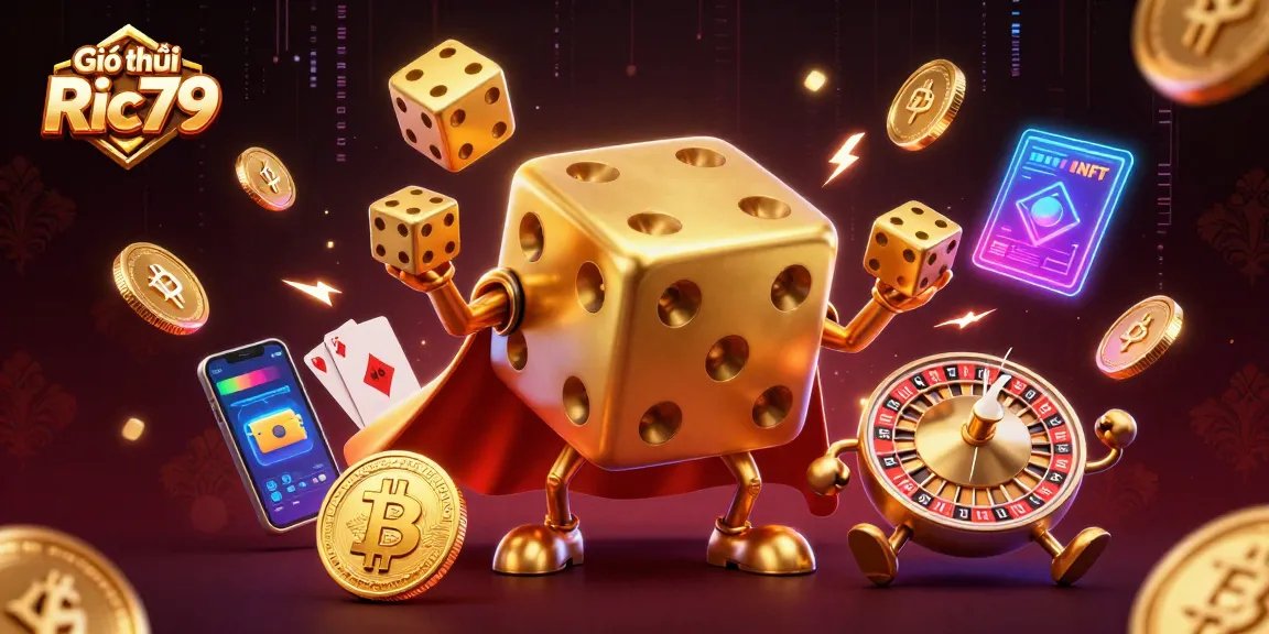Experience the thrill of Giới thiệu Ric79 with vibrant 3D casino elements and immersive gaming characters.