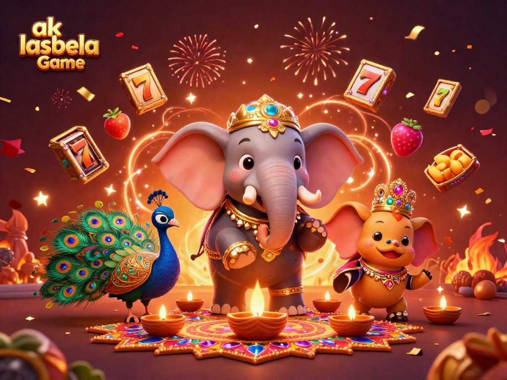 Experience the thrill of ak lasbela Game with a vibrant 3D illustration featuring casino-themed characters and elements.