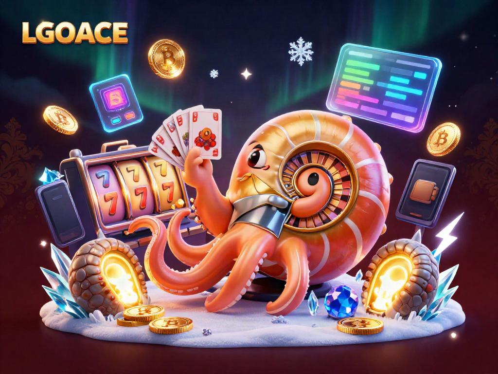 Join LGOACE for thrilling Slot88 gaming, featuring a golden nautilus and crypto elements.