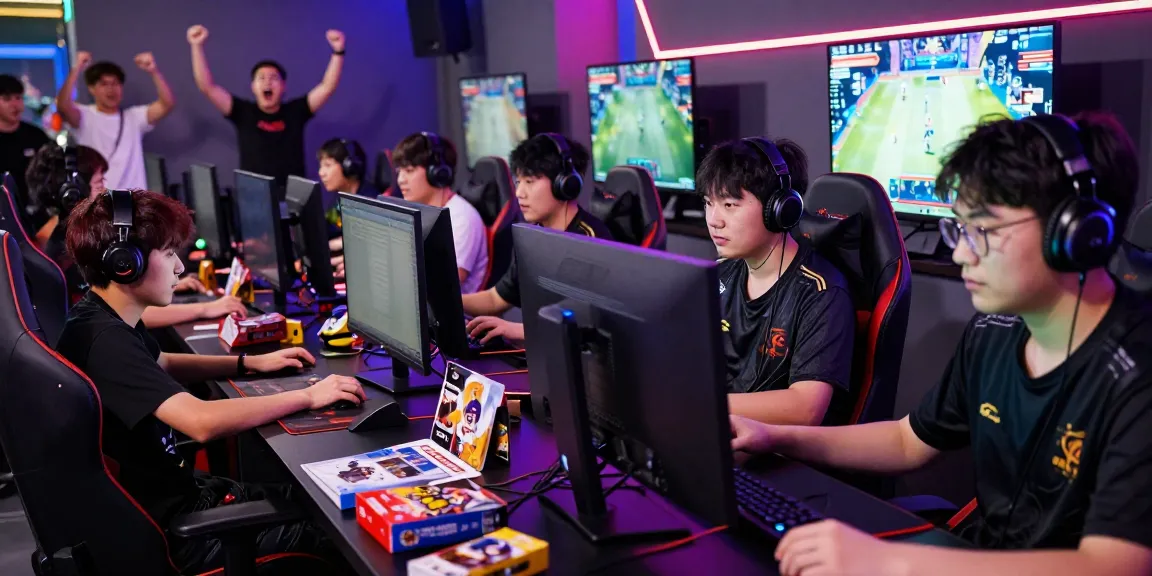 Juraganbola esports competition with gamers, intense atmosphere.