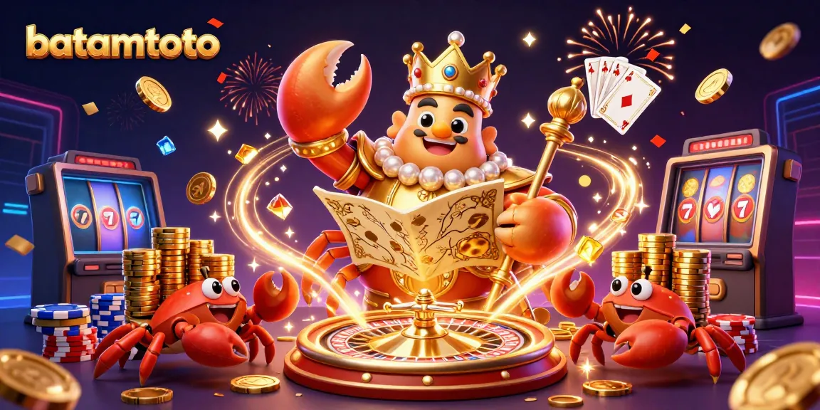 Experience the thrill of batamtoto in a vibrant 3D casino scene full of gold and gems.