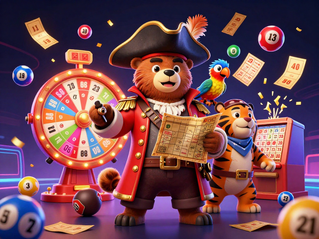 Experience netwim's thrilling gaming atmosphere with an adventurous pirate bear and friends.