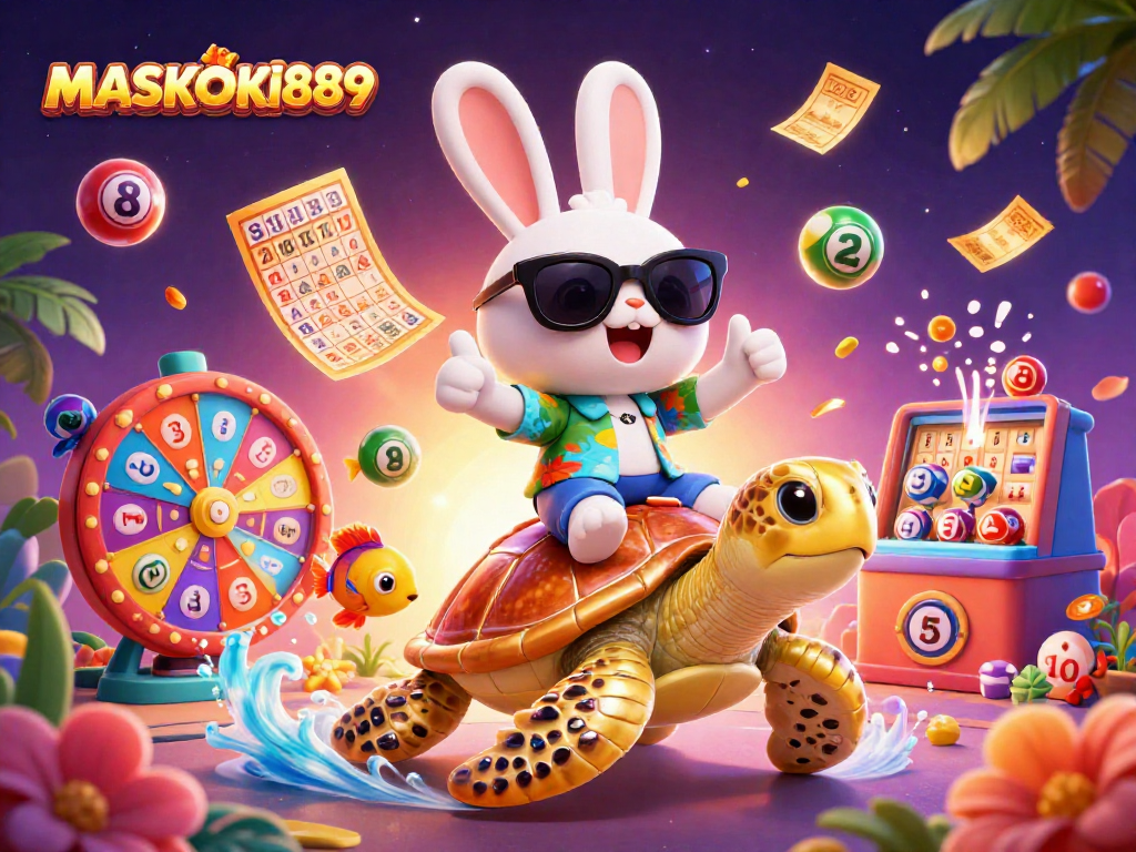 MASKOKI889 gives players a thrilling lottery experience with a vibrant tropical scene.