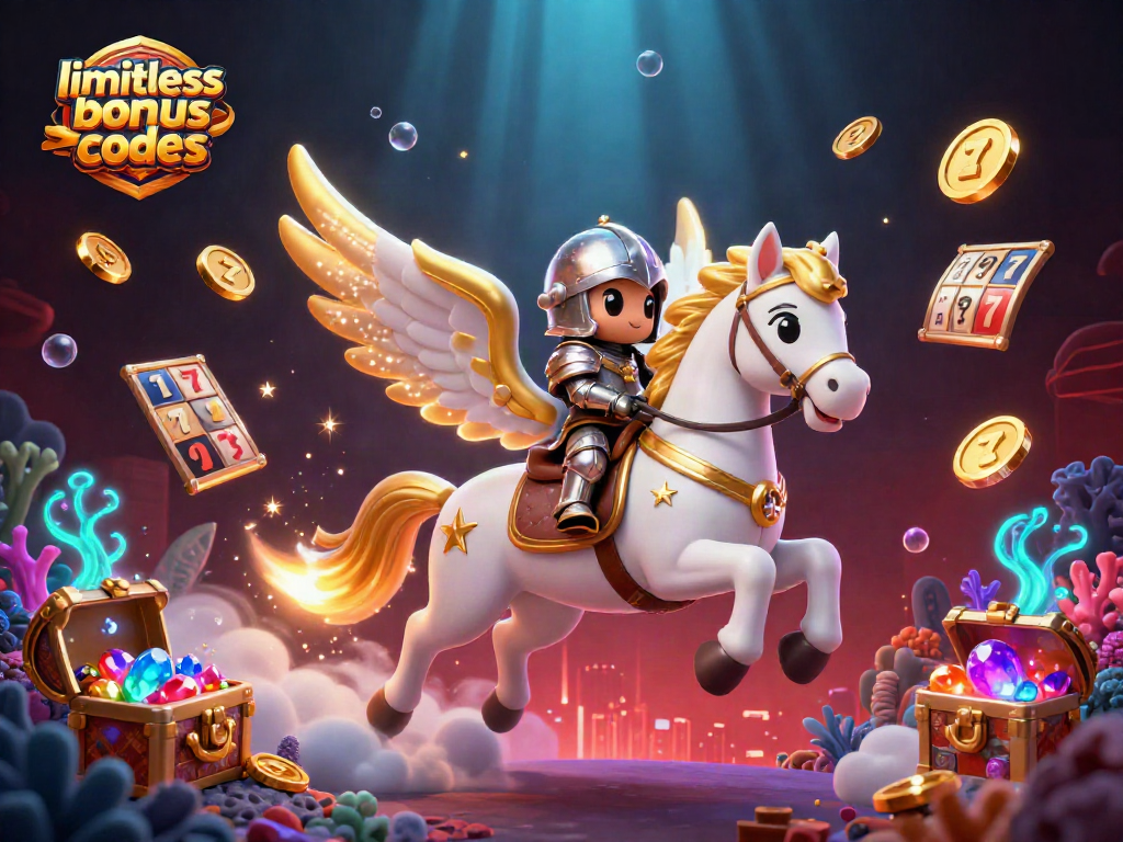 Engage with limitless casino bonus codes featuring vibrant slot reels and a magical horse in play.