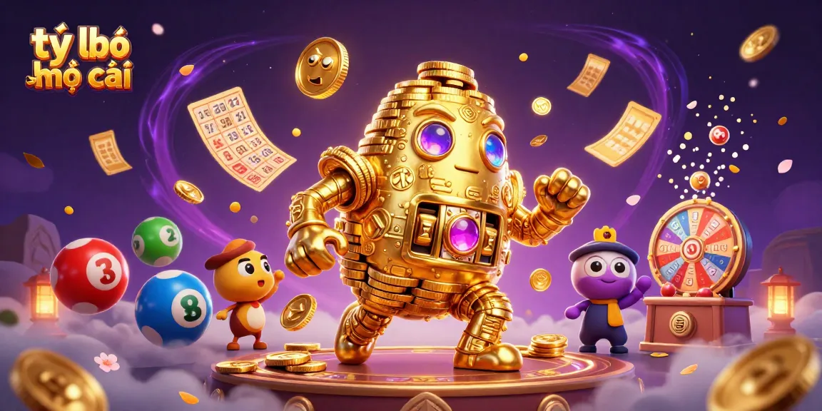 Engage with the thrilling tỷ lệ nhà cái featuring a golden golem amidst vibrant lottery elements.