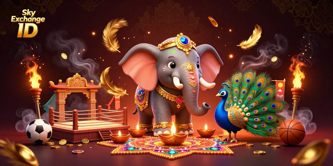 Engage in winning bets with Sky Exchange ID while surrounded by vibrant sports elements and festive decorations.