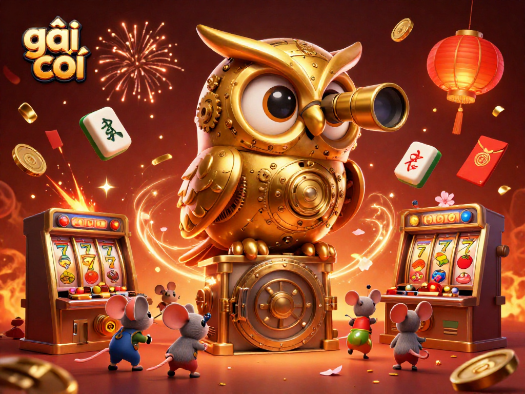 Experience the excitement of the casino with gái gọi amidst spinning slot reels and festive elements.