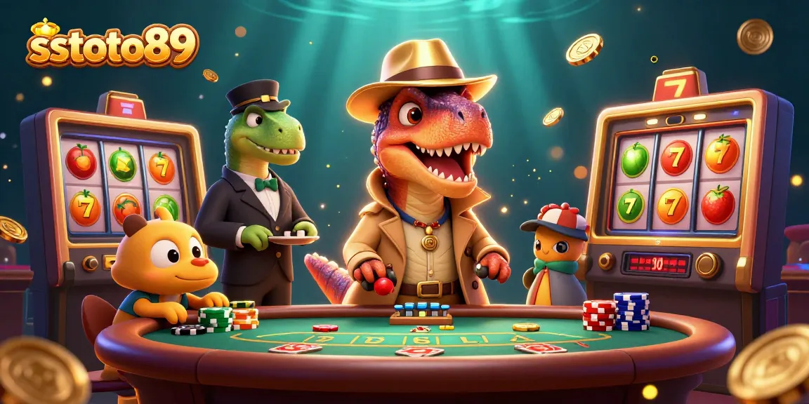 sstoto89 menunjukkan bintang kasino dengan velociraptor dan stegosaurus di meja blackjack