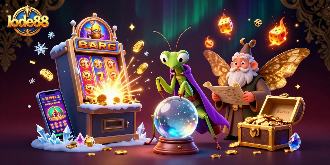 Join the excitement at lode88 with a vibrant casino-themed illustration showcasing rich gameplay elements.