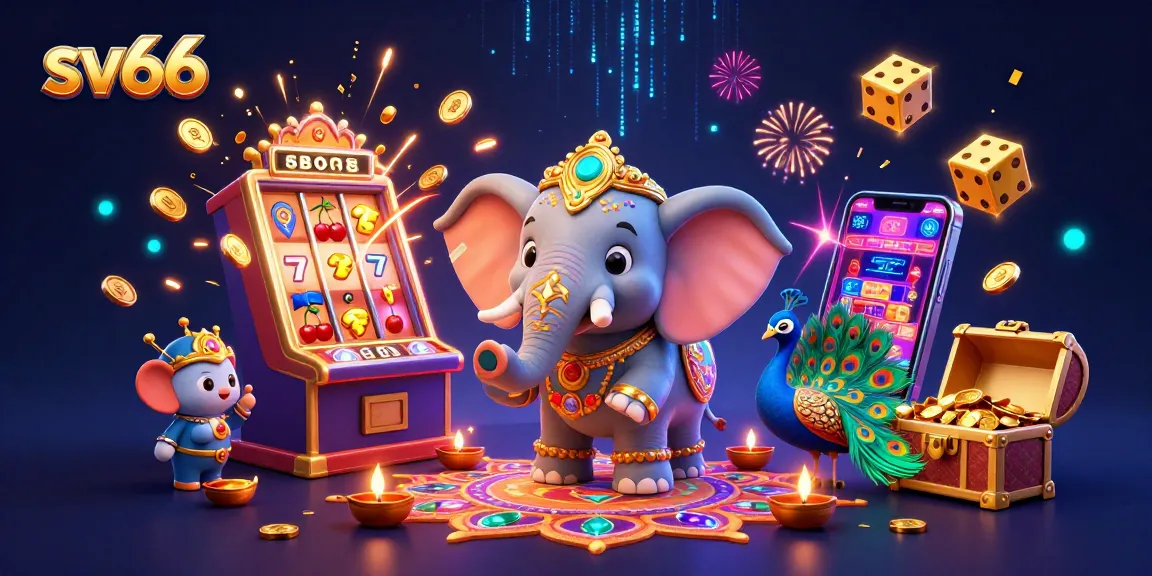 Experience vibrantly engaging slots with sv66's unique elephant-themed 3D casino illustration.