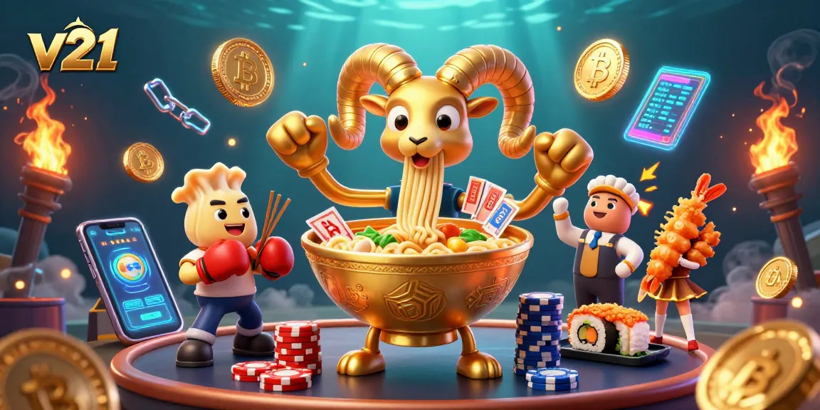 Permainan v21 dengan ramuan kartu dan koin crypto berkilau di dunia kasino digital.
