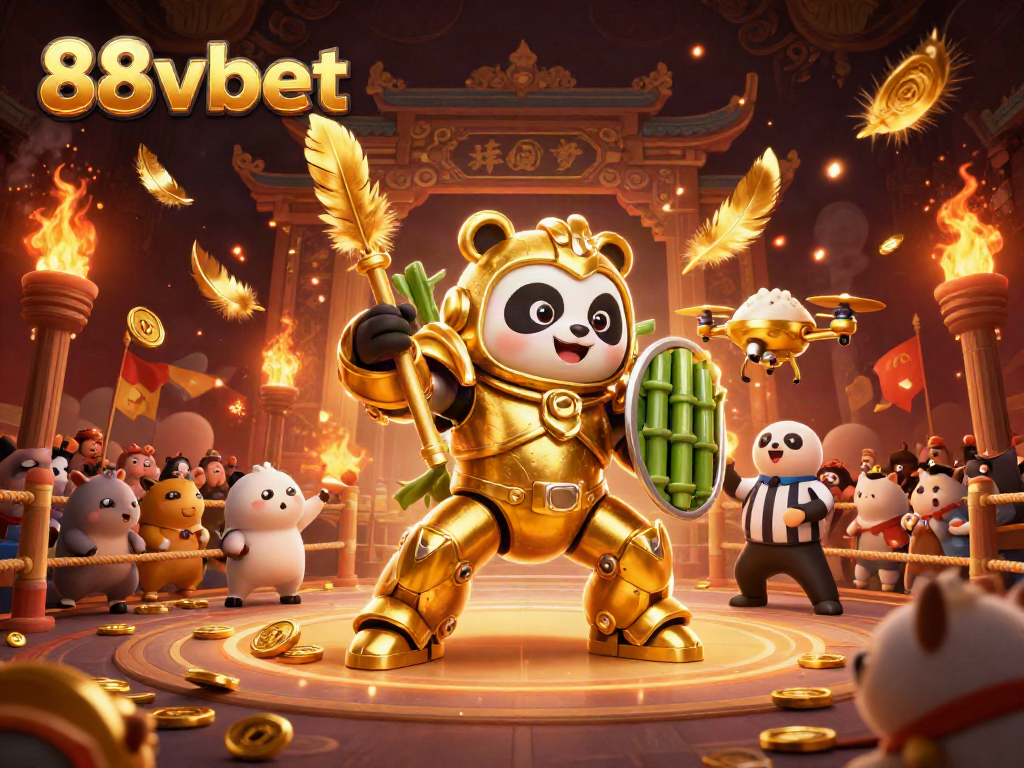 Experience thrilling gameplay with 88vbet in this dynamic 3D casino arena illustration.