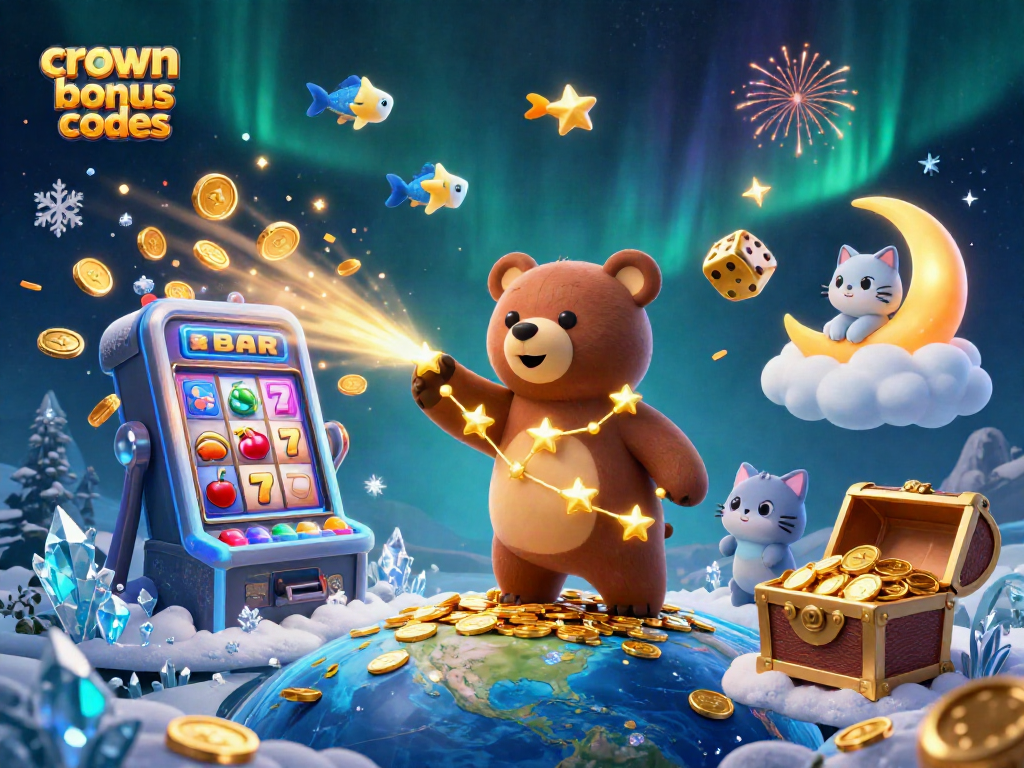 Engage with crown coins bonus codes at a vibrant casino scene featuring dynamic characters and elements.
