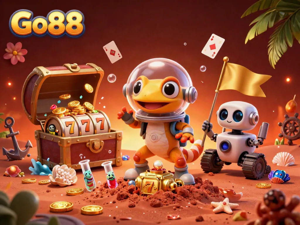 Play exciting games at Go 88 with vibrant 3D casino characters and elements of chance.