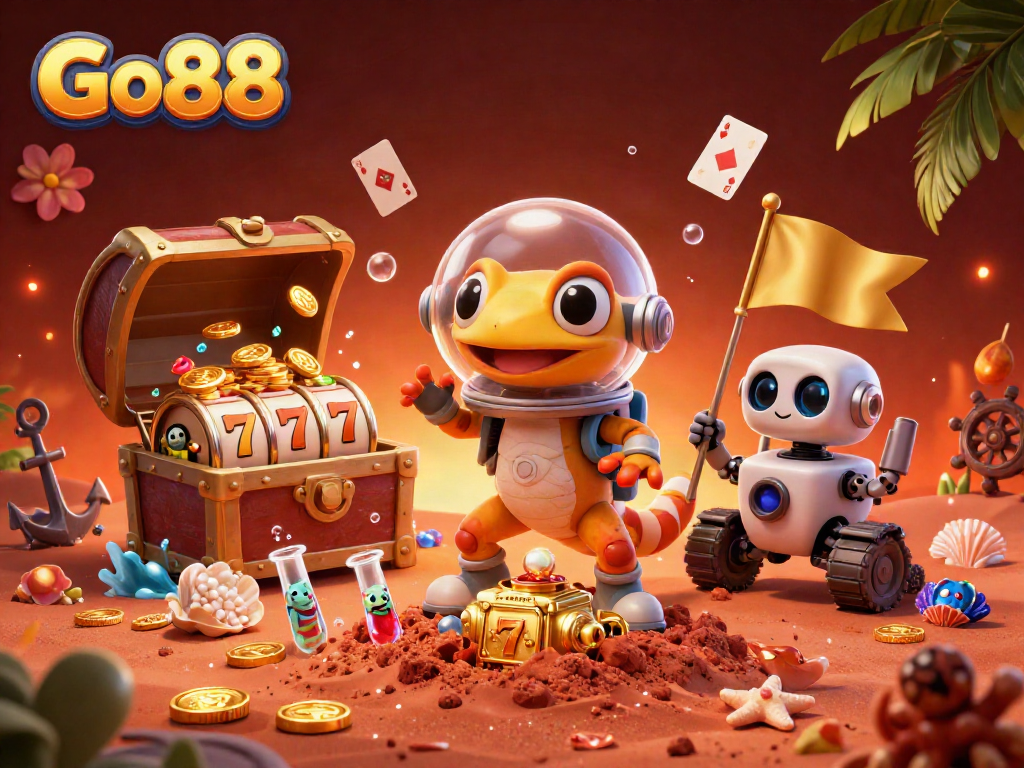 Play exciting games at Go 88 with vibrant 3D casino characters and elements of chance.
