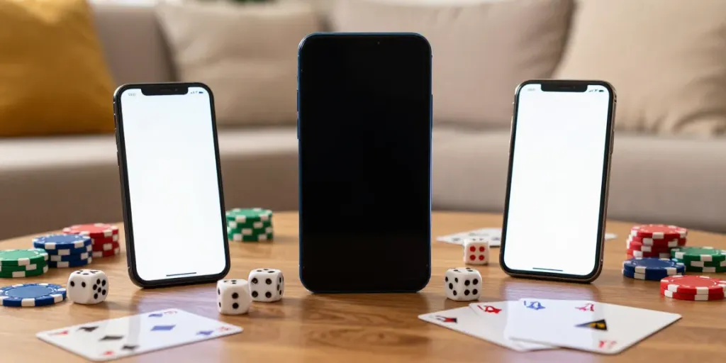 Mobile gaming environment showcasing Yono Arcade app on smartphone with gaming accessories.
