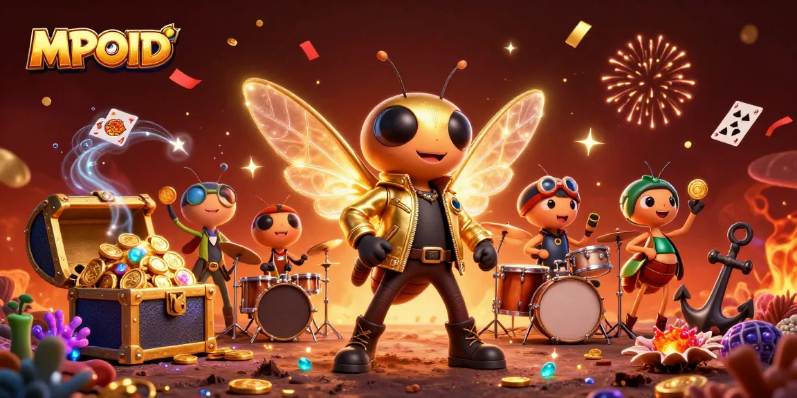 Win big with MPOID: a vibrant 3D casino scene showcasing excitement and energy.