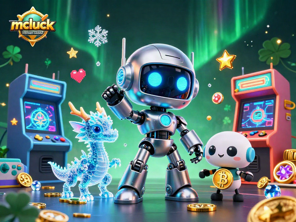 Explore mcluck casino bonus codes through an engaging 3D cyberpunk casino scene.
