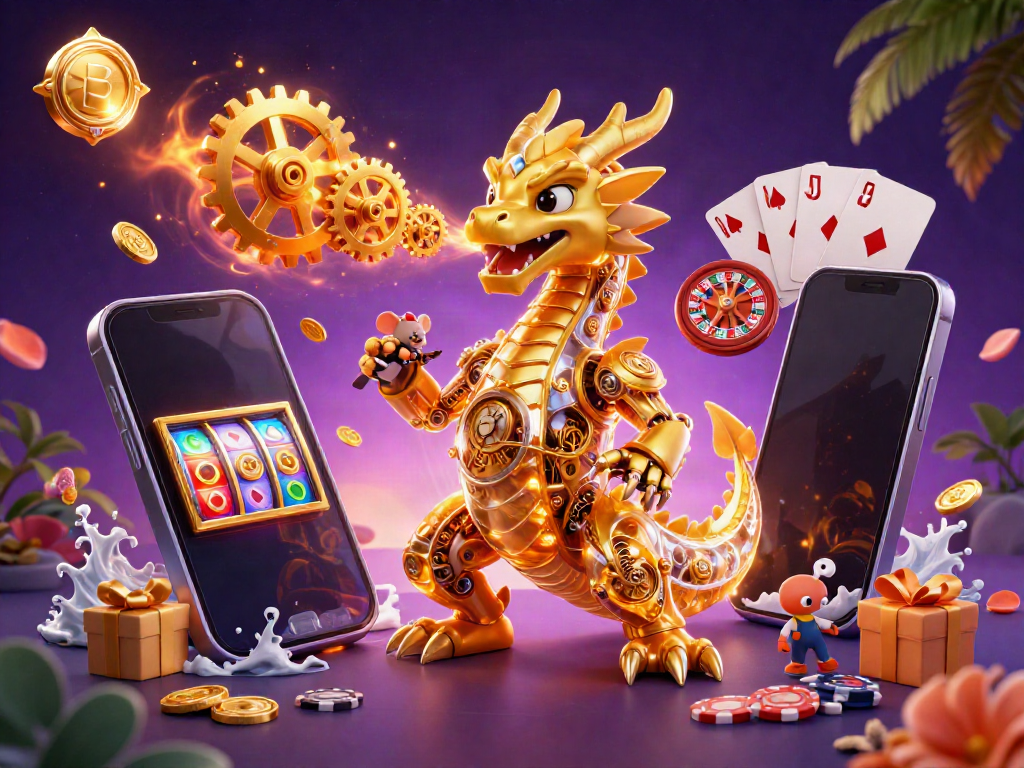 Experience the thrill of GK88's games with a golden dragon illustration showcasing exciting casino features!