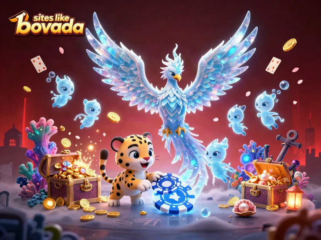 Spin and win with sites like Bovada, featuring vibrant casino imagery and dynamic cartoon characters.