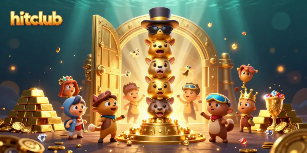 Play and win with hitclub at this vibrant casino-themed scene of rich treasures!