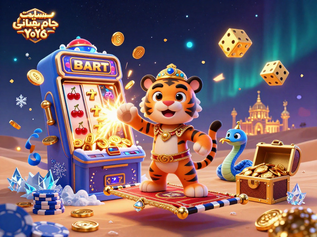 Winning at سایت پیش بینی جام جهانی ۲۰۲۶ with a vibrant 3D casino scene featuring iconic characters and game elements.