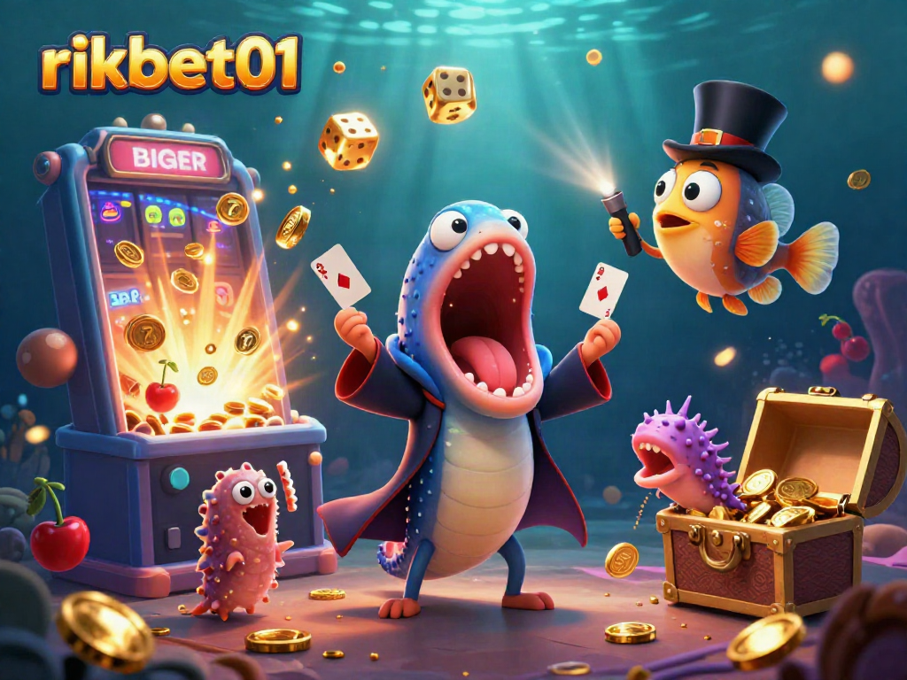Experience the excitement of rikbet01 with this vibrant casino scene featuring playful underwater characters.