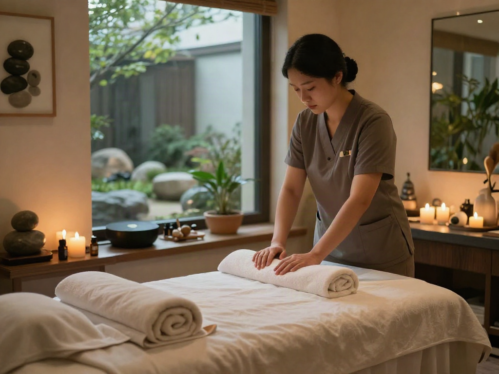 Indulge in a rejuvenating 강남출장안마 experience in a luxurious spa setting with peaceful ambiance and soothing elements.