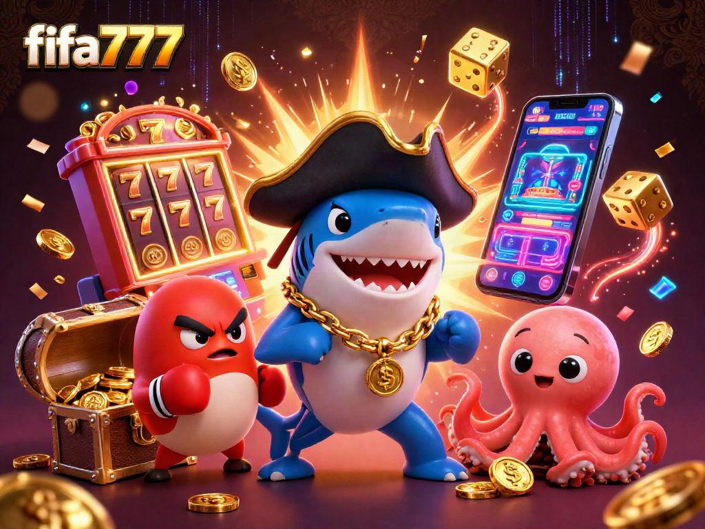 Experience the thrill of fifa777 with pirates, treasure, and uplifting casino vibes in this vibrant illustration.