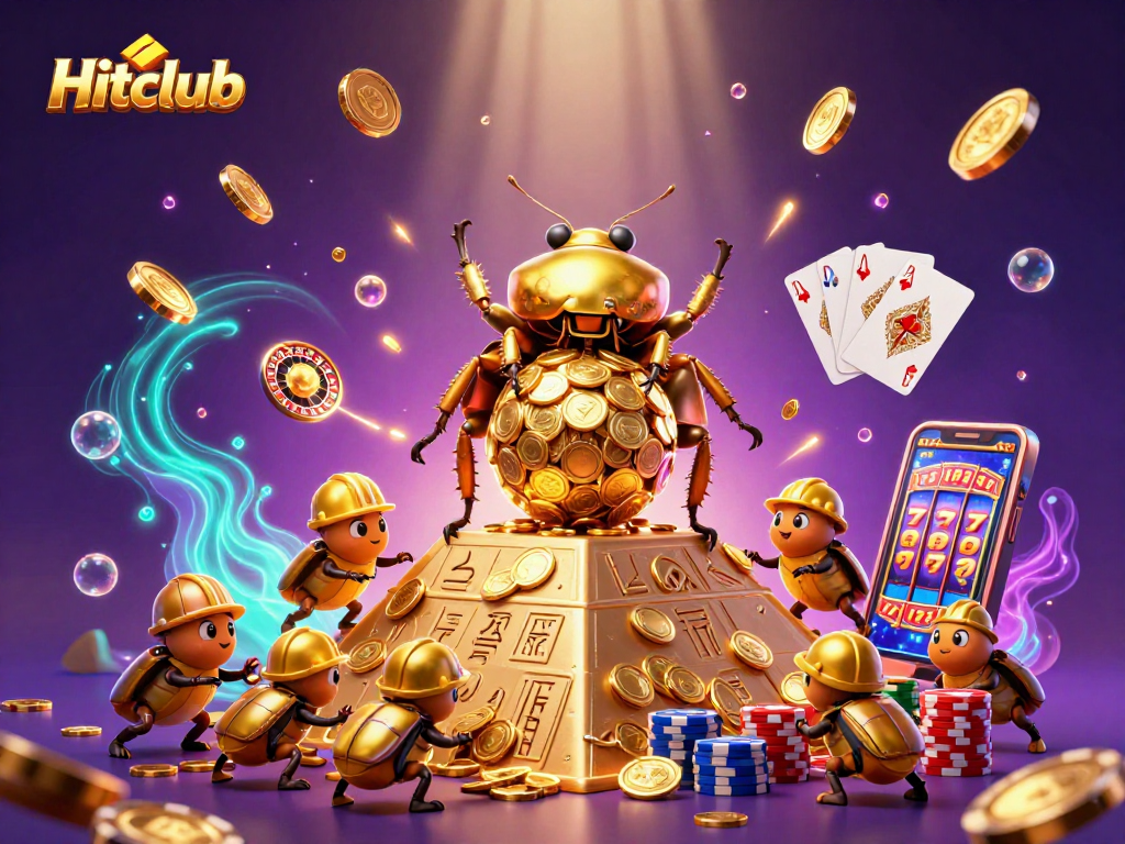 Experience the excitement of Hitclub with a golden dung beetle themed casino adventure!