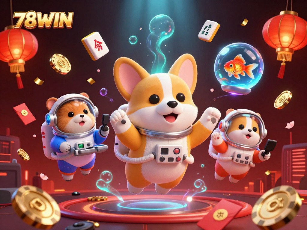Experience the excitement of 78WIN with a 3D casino scene of characters enjoying their gaming adventures.