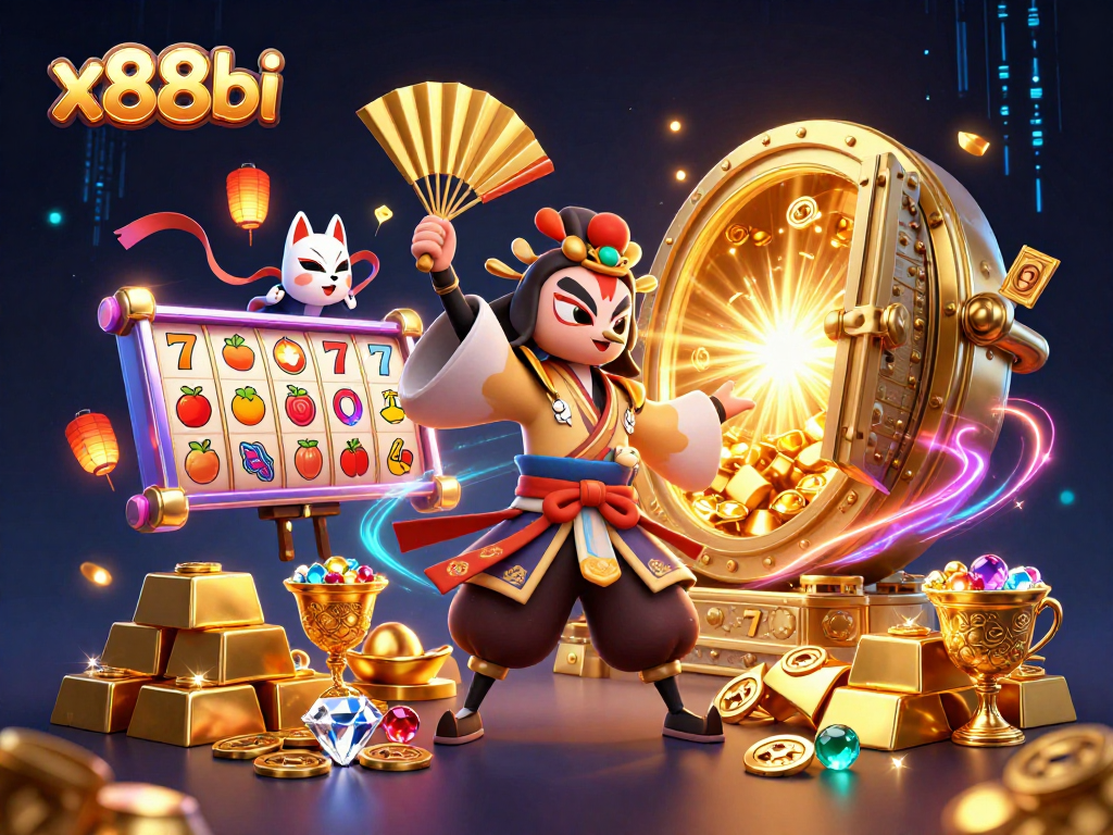 x88bi offers thrilling slot action with vibrant kabuki warriors and treasure treasures.