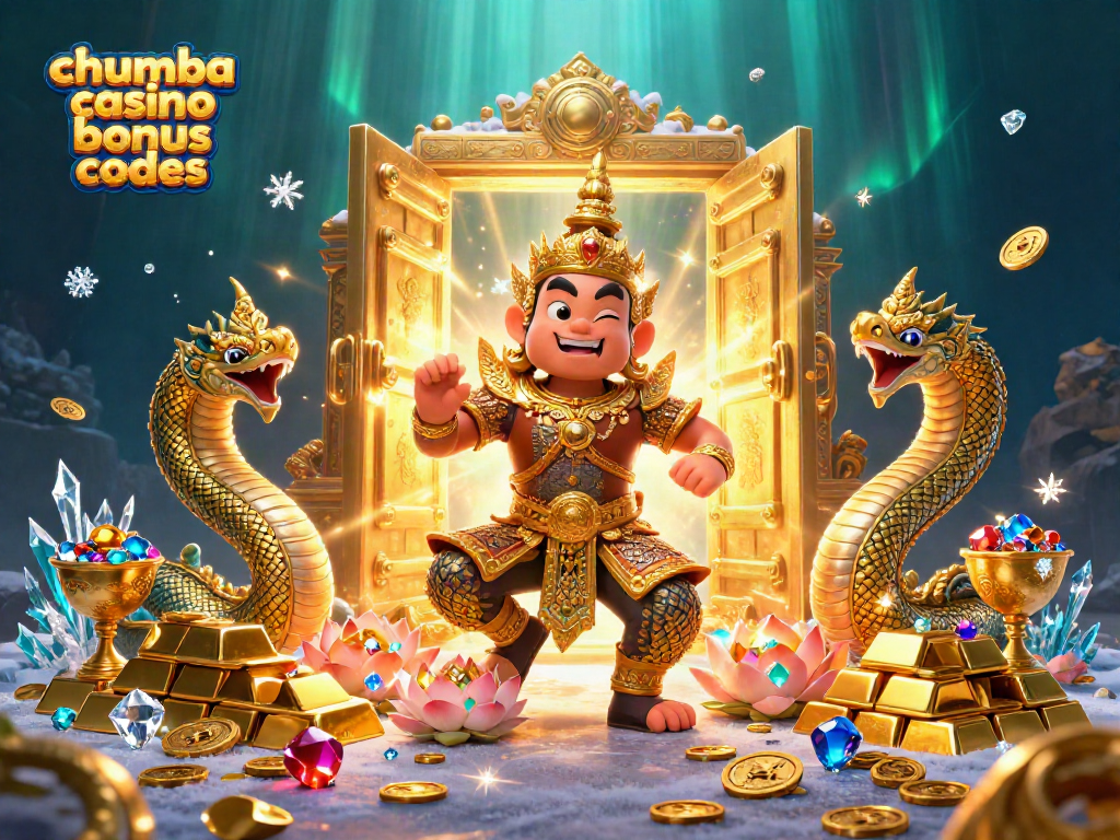 Engage with chumba casino bonus codes while exploring a vibrant 3D casino scene filled with treasure.