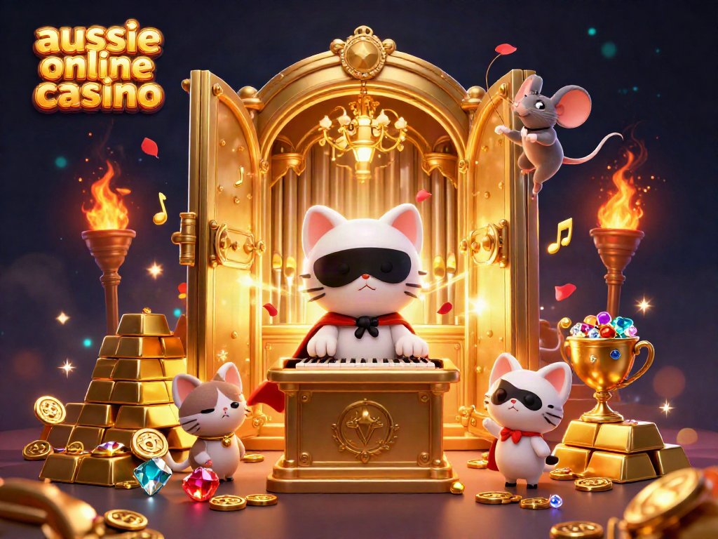 Experience excitement with the aussie online casino in this vibrant casino-themed 3D illustration.
