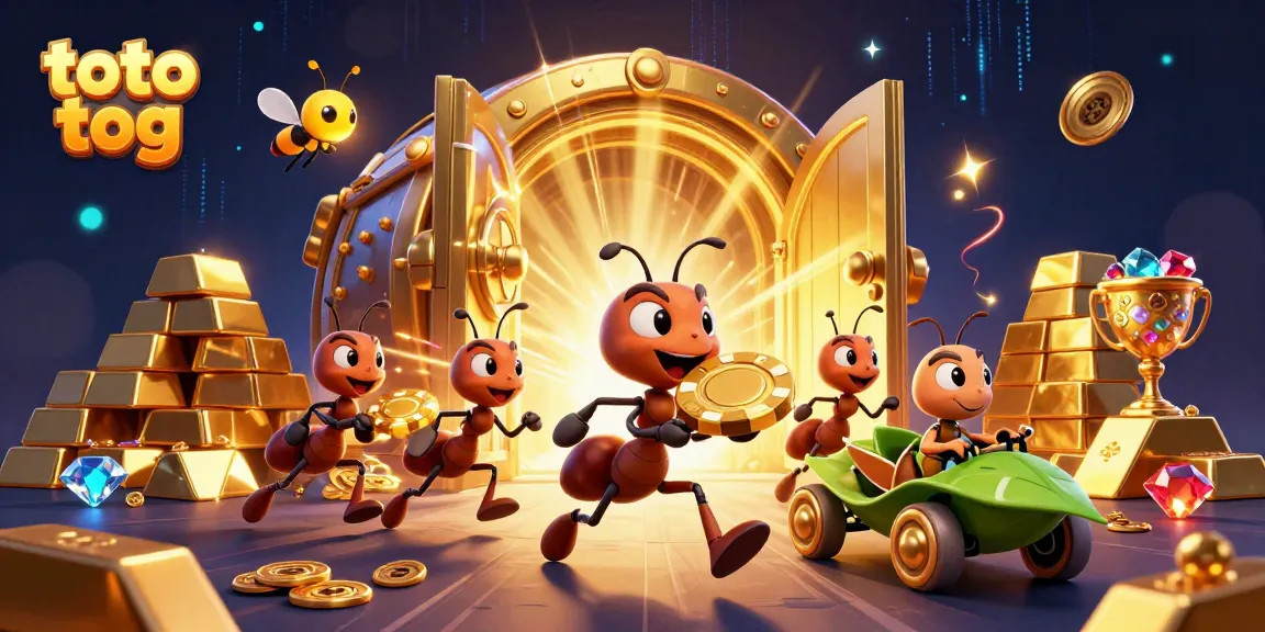 Experience thrilling action with the toto tog heist by the animated ants in a vibrant casino scene.