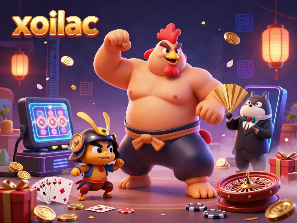 Experience thrilling casino action with the xoilac gaming champions amidst vibrant slot game elements.