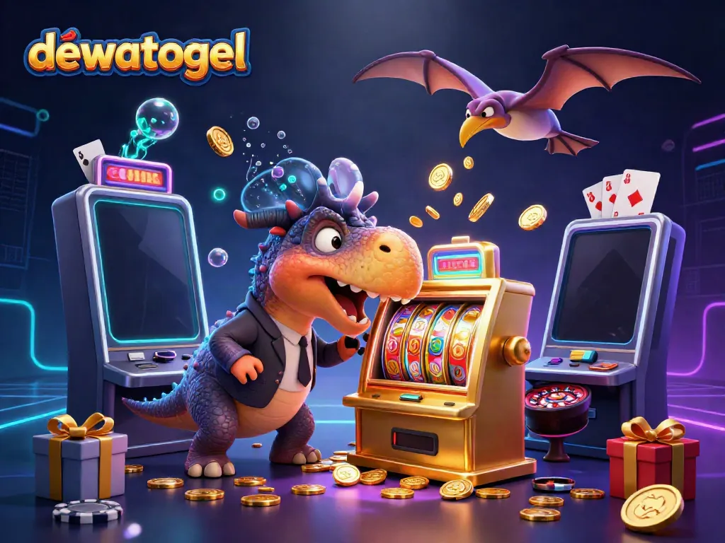 Dewatogel menghadirkan tampilan grafis 3D yang menarik dalam ilustrasi permainan slot di kasino.