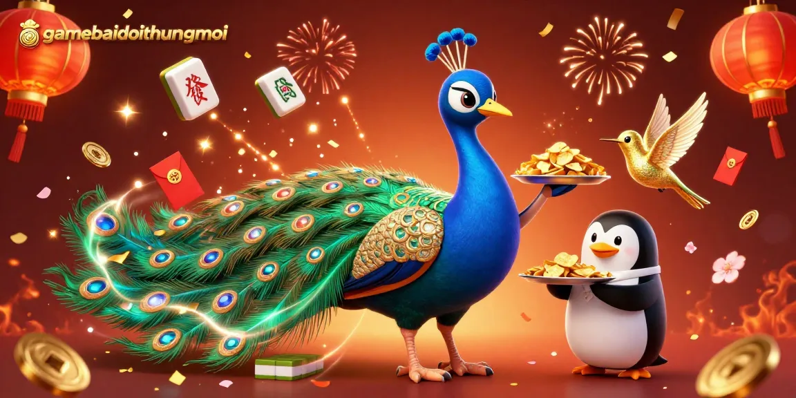Engage with exciting winning opportunities in the vibrant world of gamebaidoithuongmoi, illuminated by festive symbols and characters.