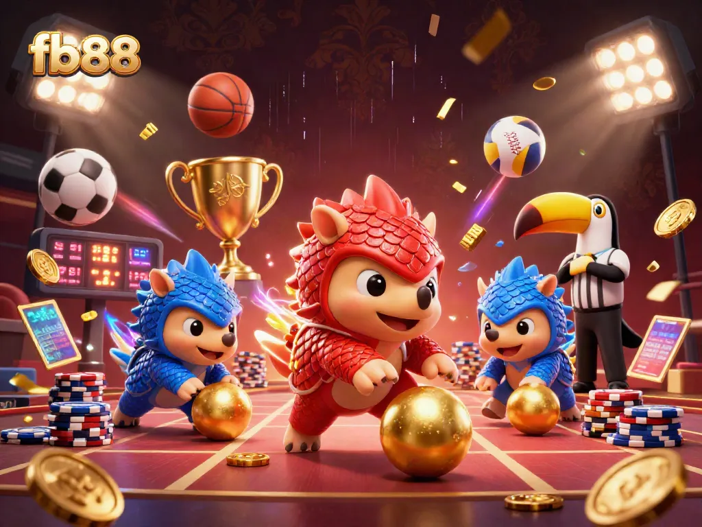 Experience thrilling sports action with fb88's dynamic pangolins in a vibrant casino scene.